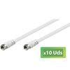 10U Cable antena blanco 1,5 m F plug/ F plug