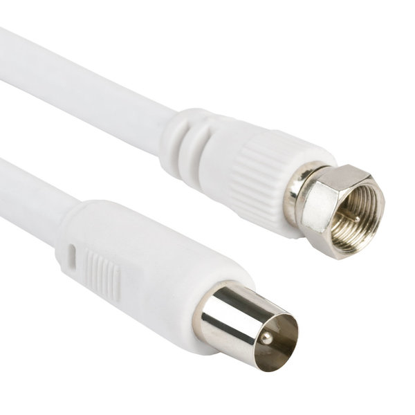 White antenna cable 1,5 m F/IEC Male Dintel